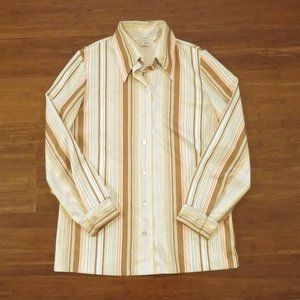 Womens 1970s Striped Polyester Shirt Size Medium Vintage